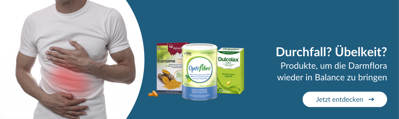 Durchfall? Übelkeit? Produkte, um die Darmflora wieder in Balance zu bringen.